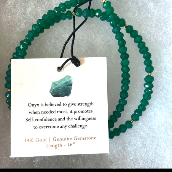 14k green onyx necklace - Picture 4 of 7